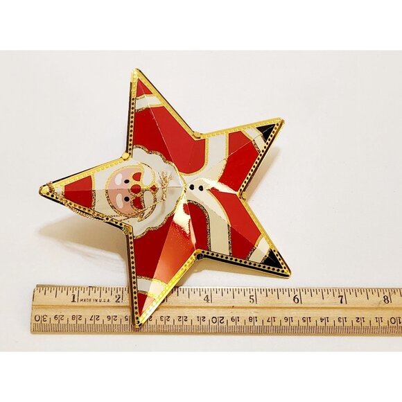 15 VTG Large Christmas Tree Ornament Red Gold Santa Metal...